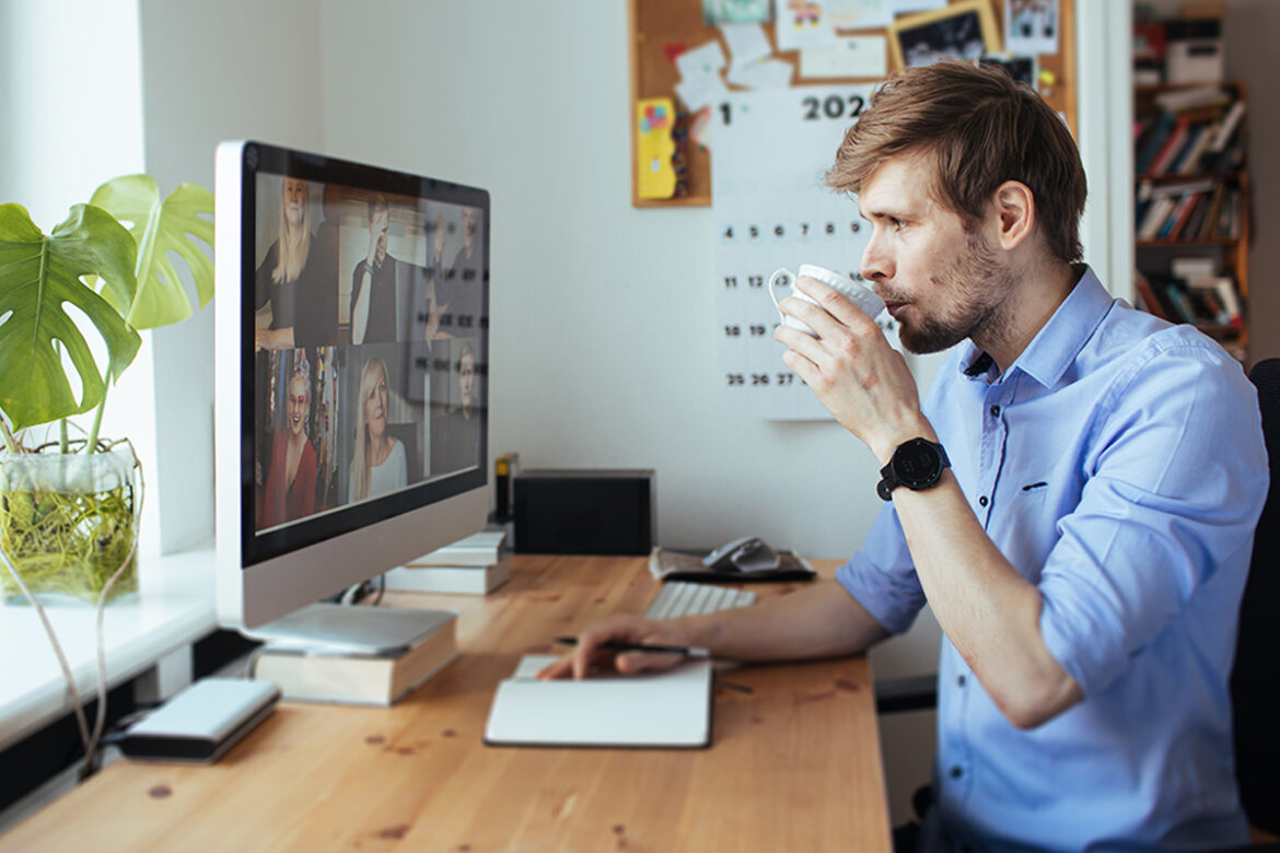 Coffee,Morning,In,Video,Call,Screen.,Morning,Coffee,Break,During